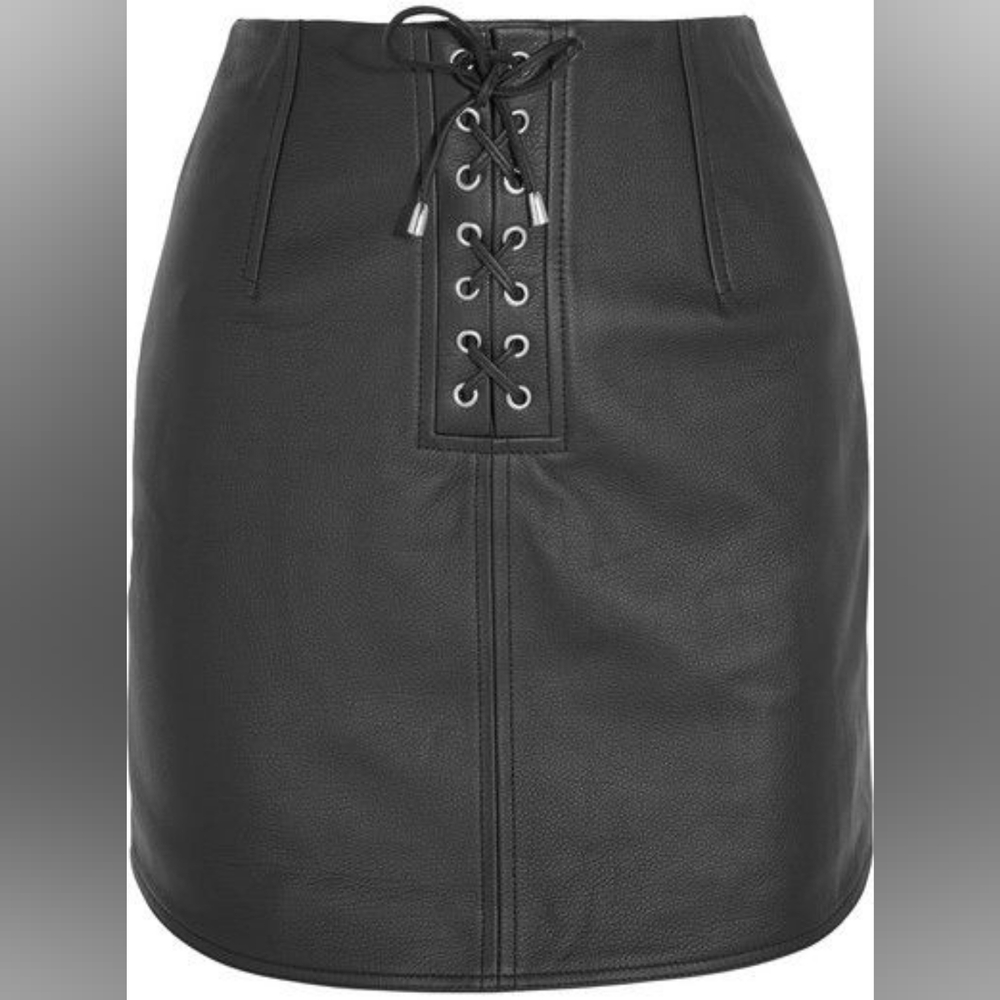 Topshop Unique Genuine Leather Mini Skirt